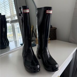 Hunter Black Tall Rain Boots